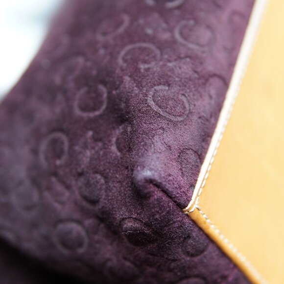 Celine Macadam Bordeaux Suede Handbag – Brown Leather Handle - Picture 11 of 15